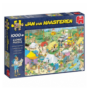 Jan van haasteren puslespil - puslespil med 1000 brikker - lad-os-spille - camping in the forrest