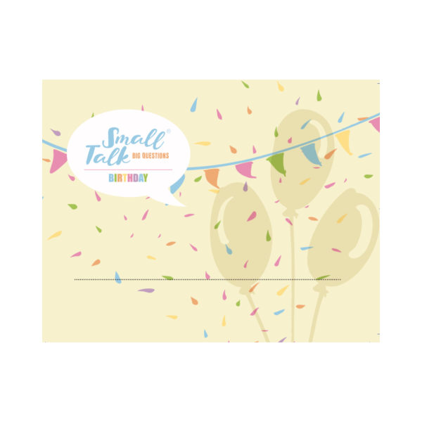 Small Talk Birthday - bordkort med spoergesmaal - samtalekort